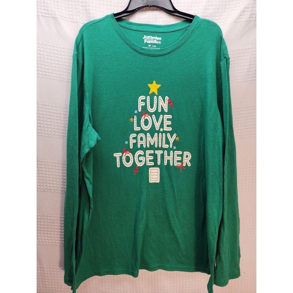 Jammies For Your Families Men's Pajama Shirt Long Sleeve Green XL Christmas